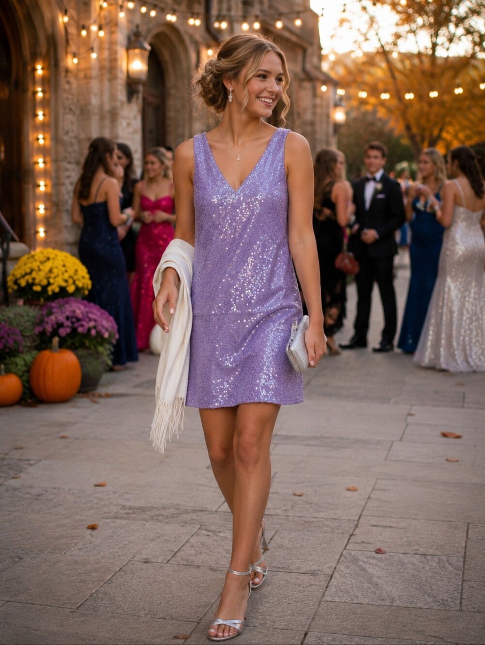 A New Day Lavender Sequin Sleeveless Shift Dress XS Homecoming Party Mini Lined